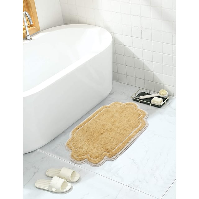 Home Weavers Allure Collection Absorbent Cotton, Machine Washable and Dry Bath Rugs - 17"x24" - Butter
