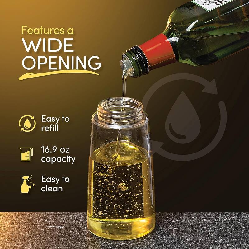 Oil Dispenser for Kitchen - Oil and Vinegar Dispenser Set - 17 oz and 8.5 oz Glass Bottles with Precision Pouring Measurements
