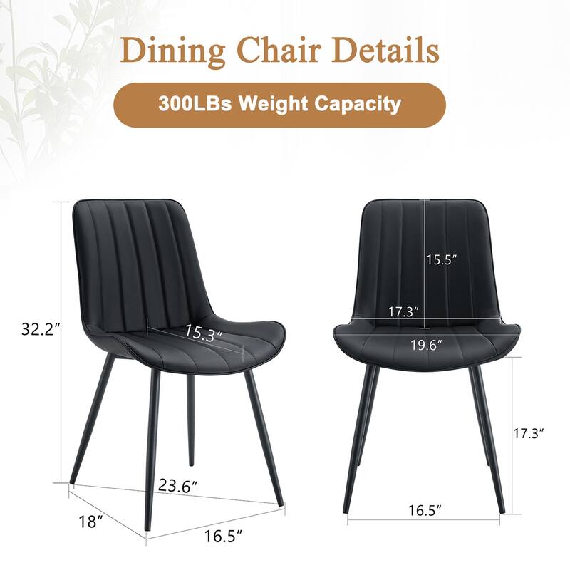 PU Leather Upholstered Solid Back Dining Chair Set of 4