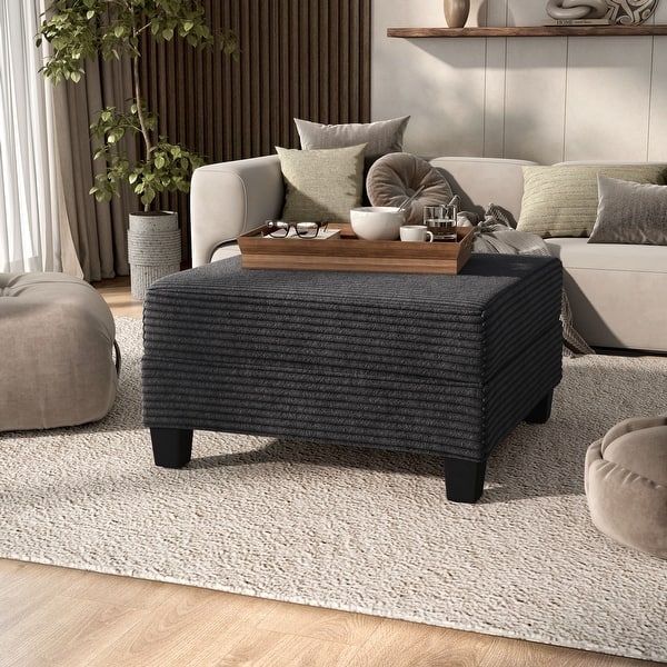 slide 2 of 16, Furniture of America Xenia Modern Chenille Ottoman with Storage Dark Grey