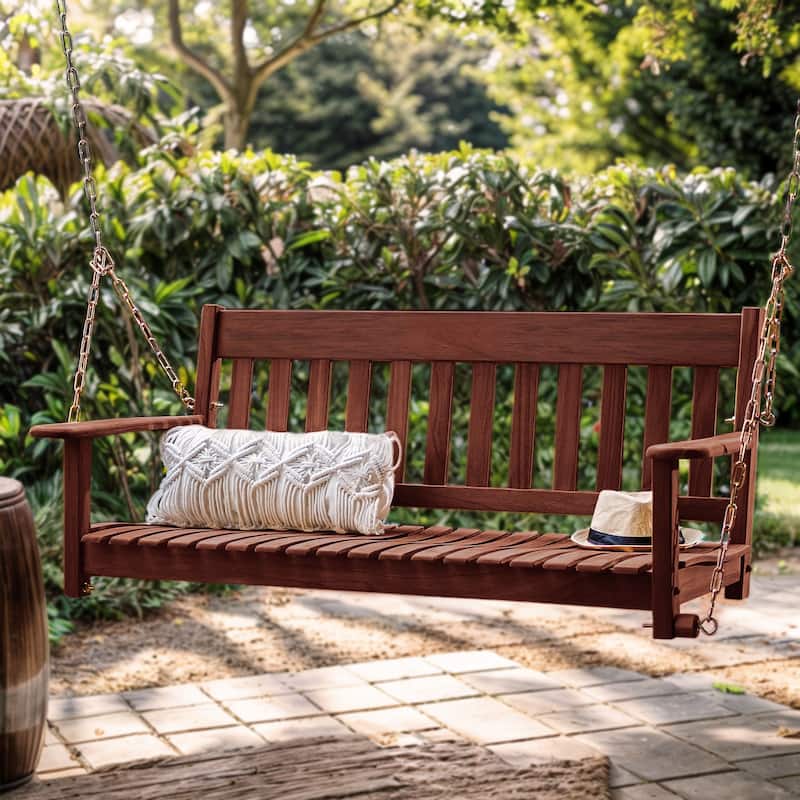 Cambridge Casual Austin Traditional Mahogany Wood Porch Swing - Natural - Brown