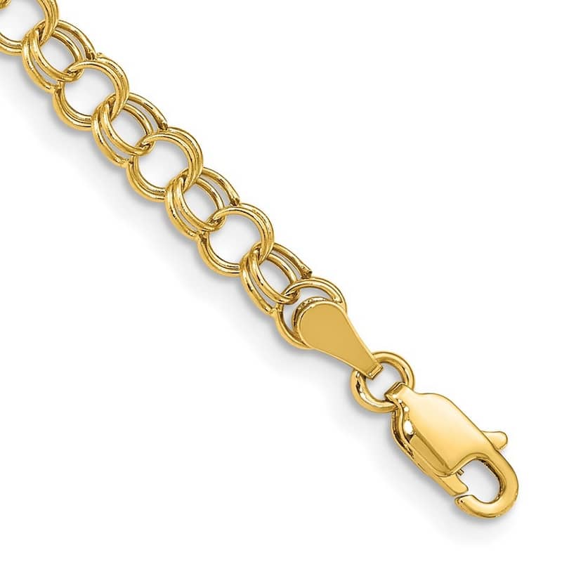 Curata 14k Yellow Gold 5mm Hollow Double Link Charm Bracelet Options: 7" 8"