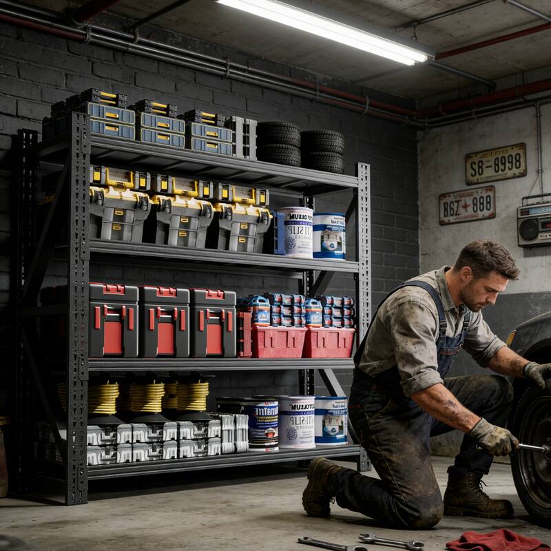 Heavy Duty Metal Adjustable Garage Shelves, 75"H Industrial Shelving Unit 4000LBS Capacity Steel Storage Rack