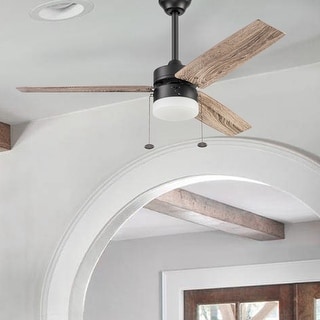 48" Prominence Home Reston Bronze Farmhouse LED Ceiling Fan with Light, Pull Chain - 48