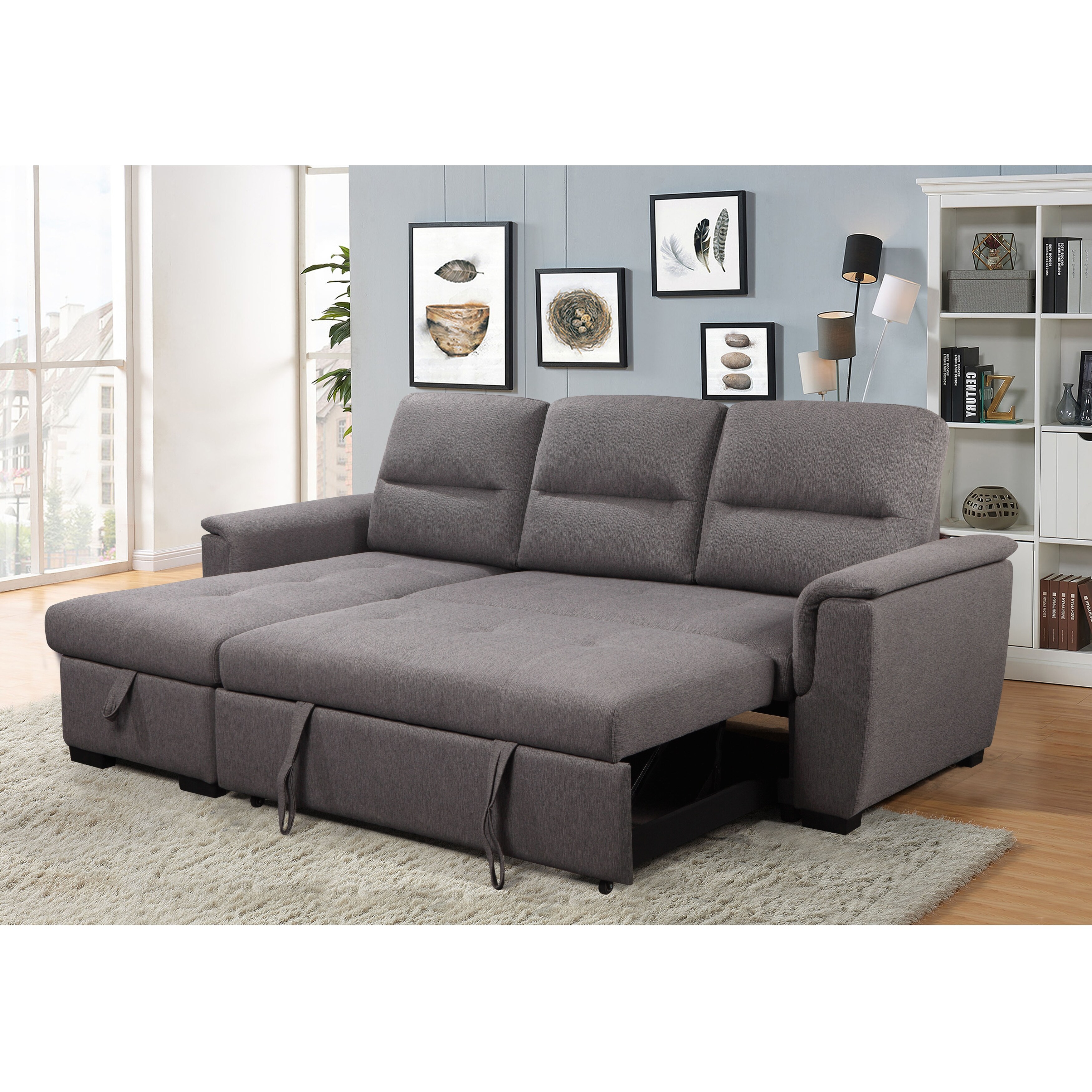 Abbyson living lincoln fabric reversible deals storage sectional with pullout bed