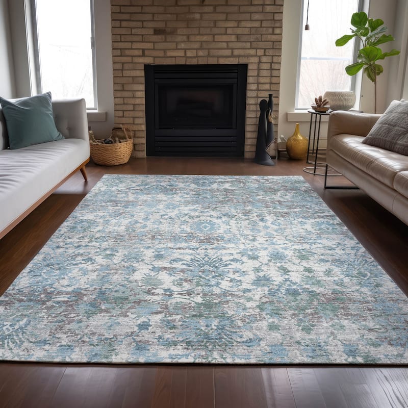 Machine Washable Indoor/Outdoor Vintage Traditional Chantille Rug