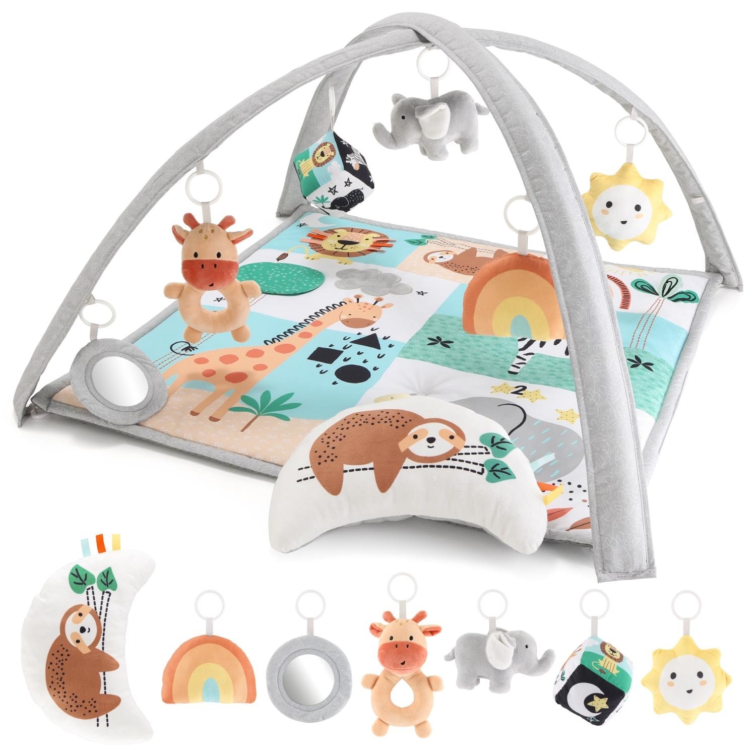The Peanutshell Safari 123 7-in-1 Activity Play Gym & Play Mat for Baby - Blue