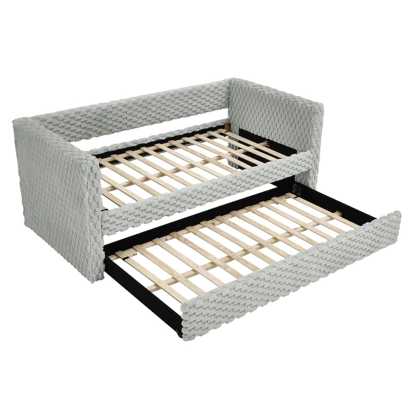 Upholstered Corduroy Fabric Twin Size Sofa Daybed