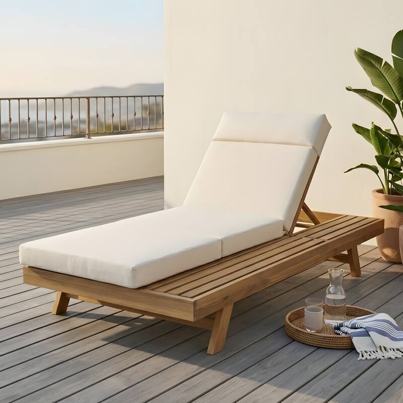 Outdoor Patio Lounge Chair, Adjustable Recliner with Headrest and Retractable Side Tray