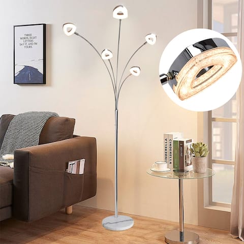 Depuley 5-Light LED Dimmable Arched Floor Lamp with Adjustable Arms&Heads,3 Brightness Level