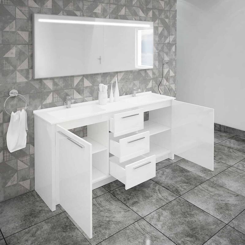 Nona 71" Double Sink Freestanding Bathroom Vanity Set