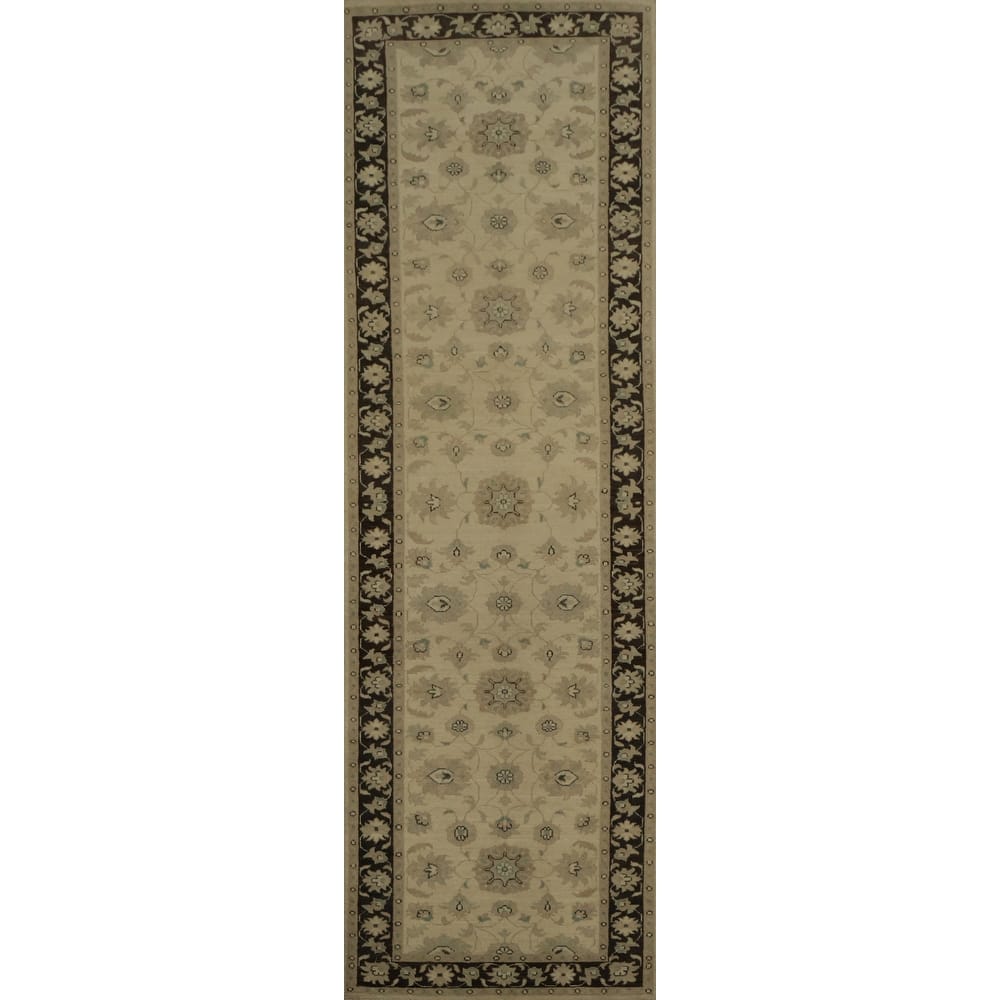 Hand Knotted Oriental 100% Wool Carpet Traditional Floral Beige & Ivories Peshawar Runner Rug - 10' 2'' X 2' 10''