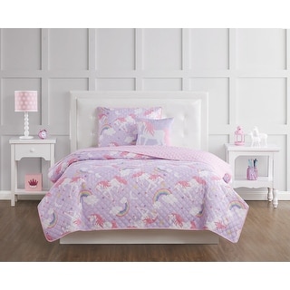 Nahcotta Unicorn and Rainbow 4-piece Quilt Set