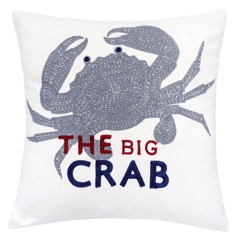 Stubblefield Coastal White and Grey Crab Accent Pillows (Set of 2) by Porch & Den