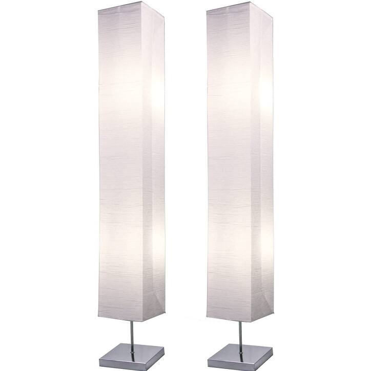 Honors Paper Floor Lamp with Chrome Base and White Paper Shade 2-PACK