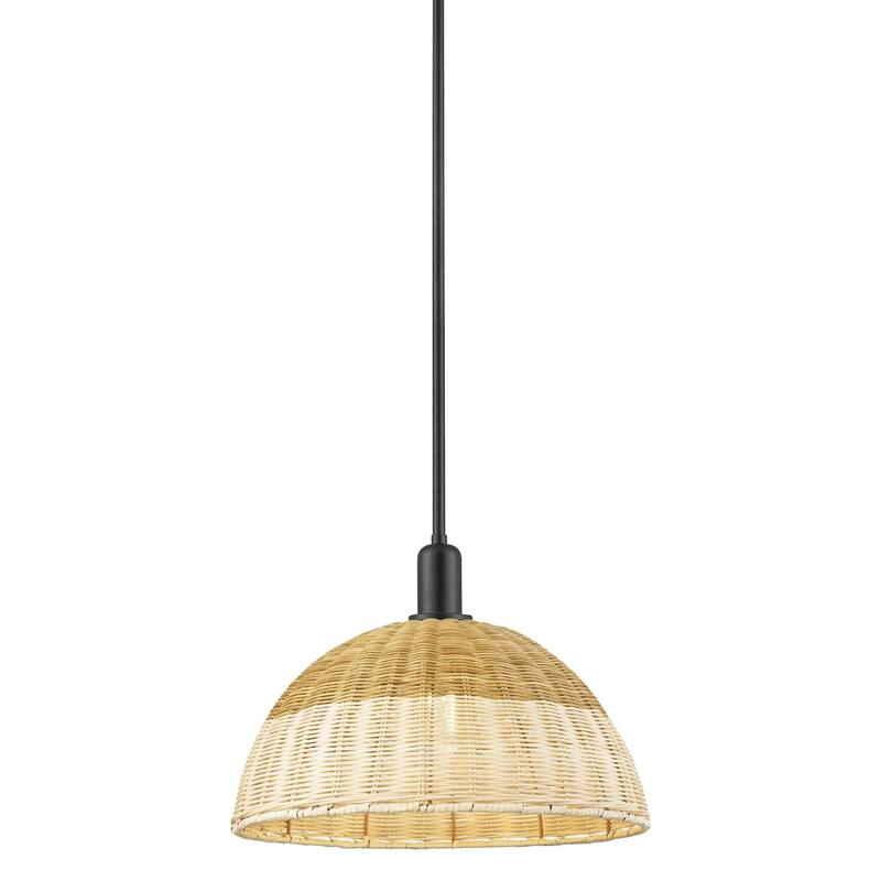 Innovations Lighting 716-1S-16-16 Natural Ballston Dome Pendant - Matte Black / Natural