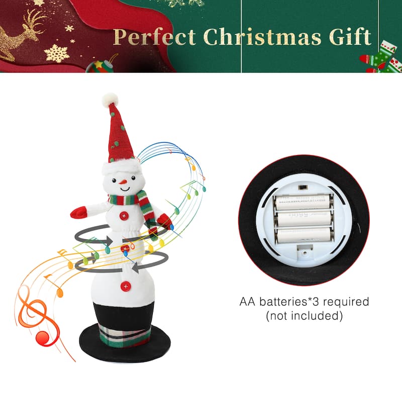 Animated Singing 18.5" Tall Snowman Holiday Decoration, Battery Operated - 18.5" H x 7" Diameter