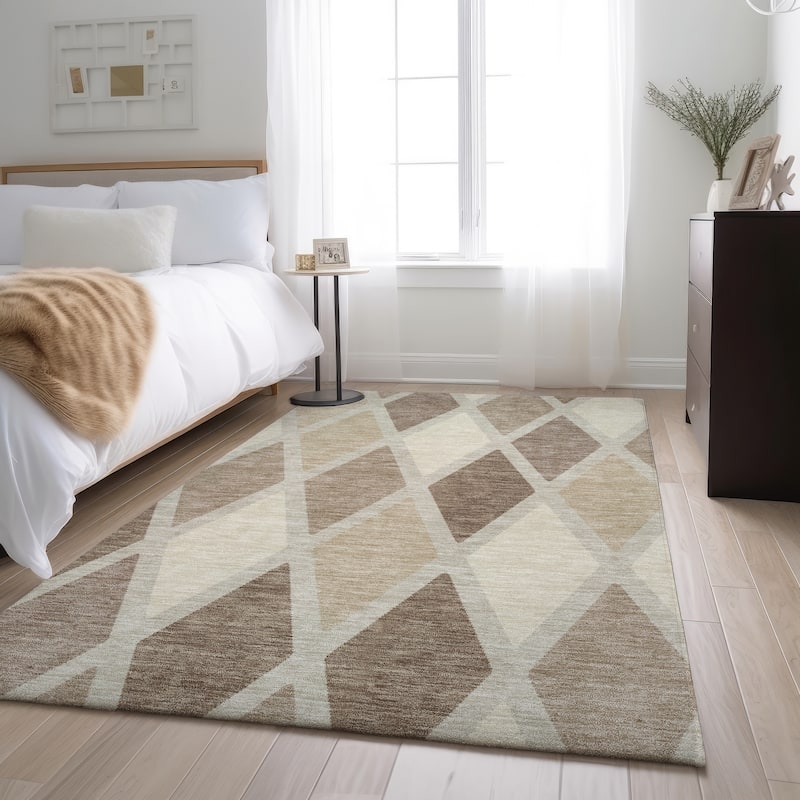 Premium Washable Super Soft Mosaic Diamonds Mayfield Rug - Taupe - 3' x 5'