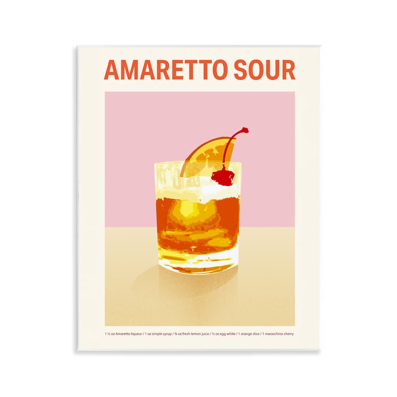 Stupell Amaretto Sour Classic Drink Wall Plaque Art Design By Victoria Barnes - 11 x 14
