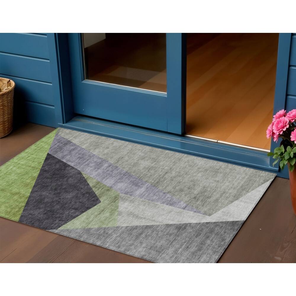 HomeRoots Abstract Transitional Rectangle Outdoor Rug