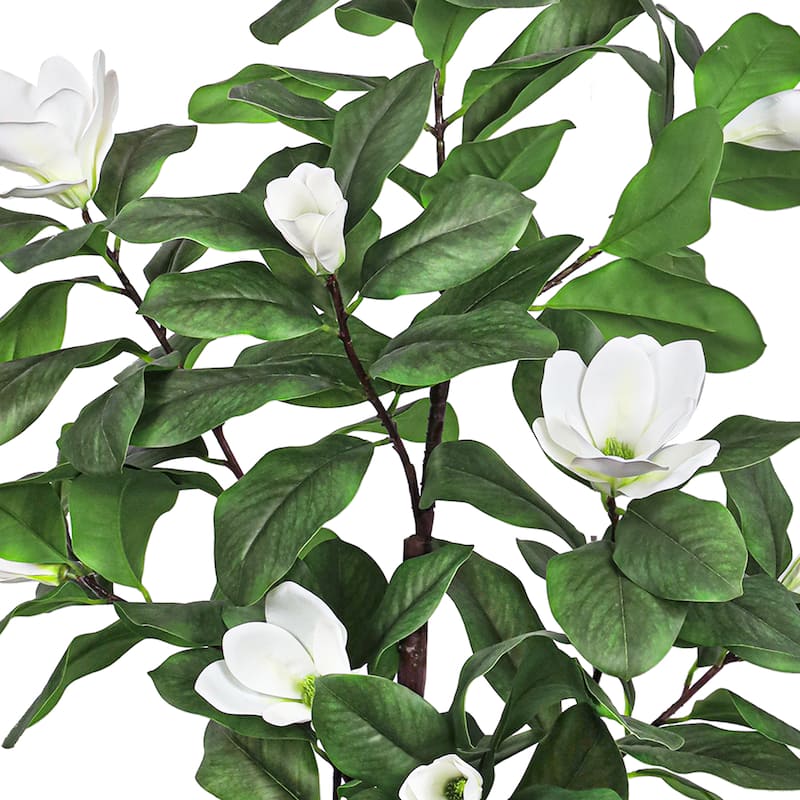 5ft Real Touch White Artificial Magnolia Flower Tree in Black Pot - 60" H x 22" W x 22" DP