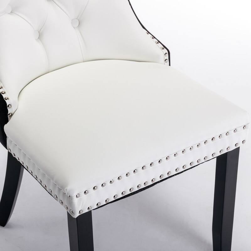 Modern Tufted Dining Chairs,Faux Leather Velvet Dining Chairs Set of 2,Upholstered Dining Room Chairs - N/A