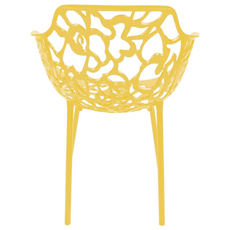 Devon Aluminum Dining Armchair with Floral Cutouts – Stackable, UV-Protected, Indoor/Outdoor Patio Side Chair