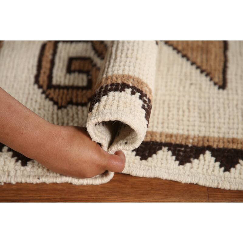 Natural Dye Ivory Anatolian Turkish Runner Rug Handmade Wool Carpet - 2'7"x 11'9"