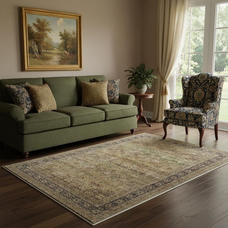 HomeRoots Floral Medallion Traditional Rectangle Area Rug - 5' X 7'