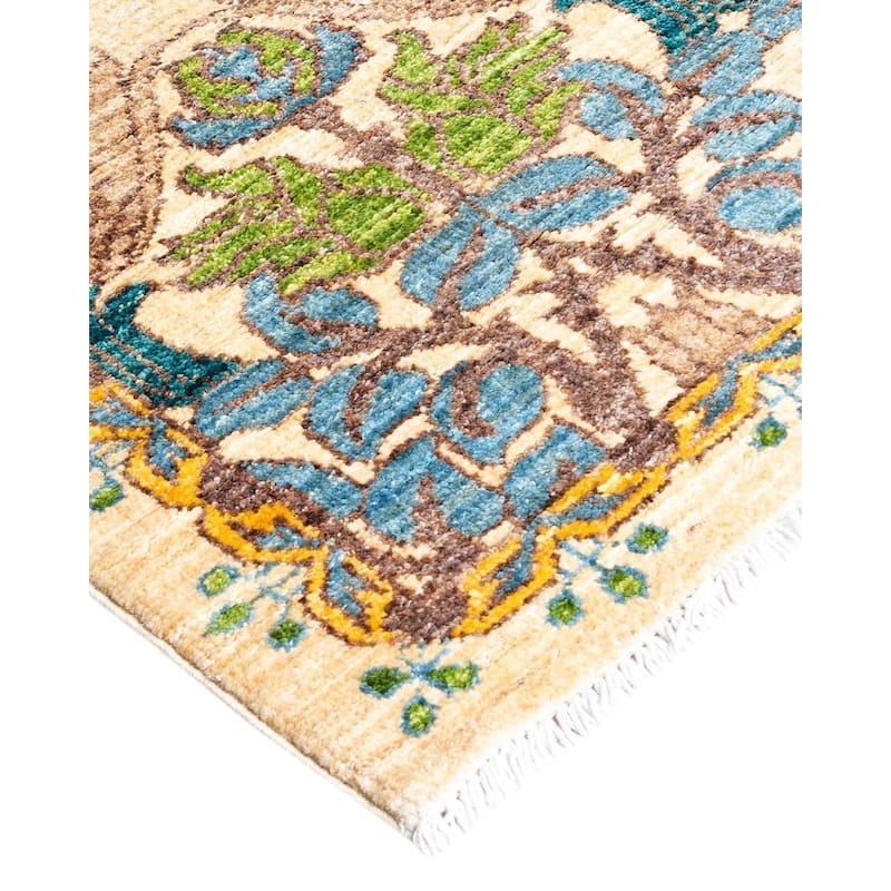 Arts & Crafts One-of-a-Kind Hand-Knotted Runner Rug - Ivory, 2' 6" x 9' 3" - 2' 6" x 9' 3"