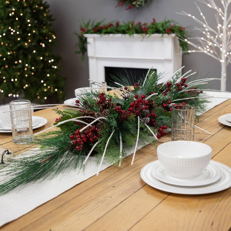 Berries and Birch Twigs Artificial Pine Christmas Swag - 62" - Unlit