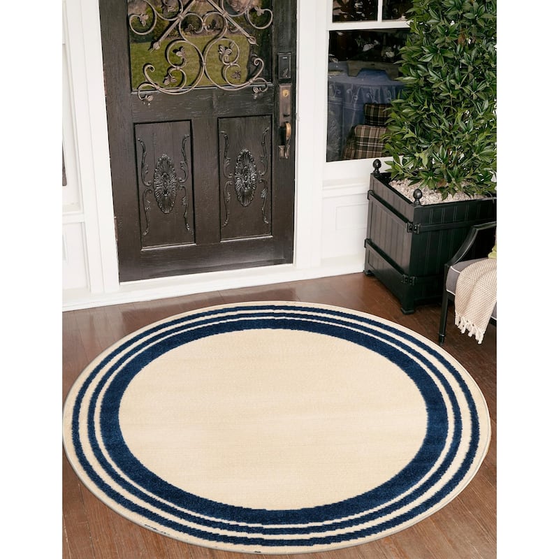 Outdoor Denver Collection Area Rug - Beige - 5'3" Round