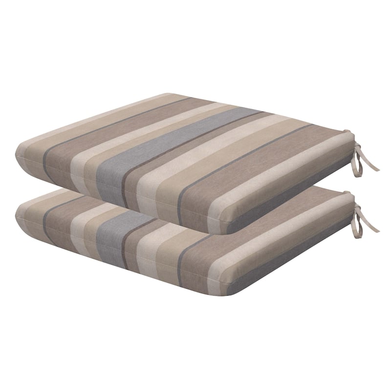 Outdoor Universal Seat Cushion (2-Pack) - 18" wide x 17.5" deep x 2.5" thick - Stripe Taupe