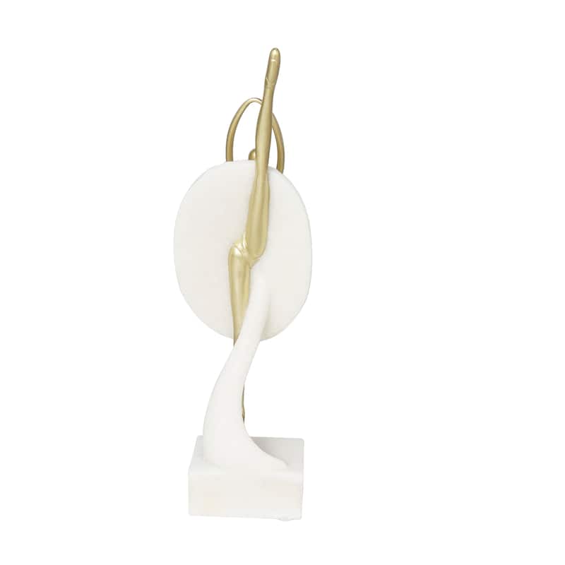 Black Marble Gymnast Decorative Sculpture with Gold Cube Base