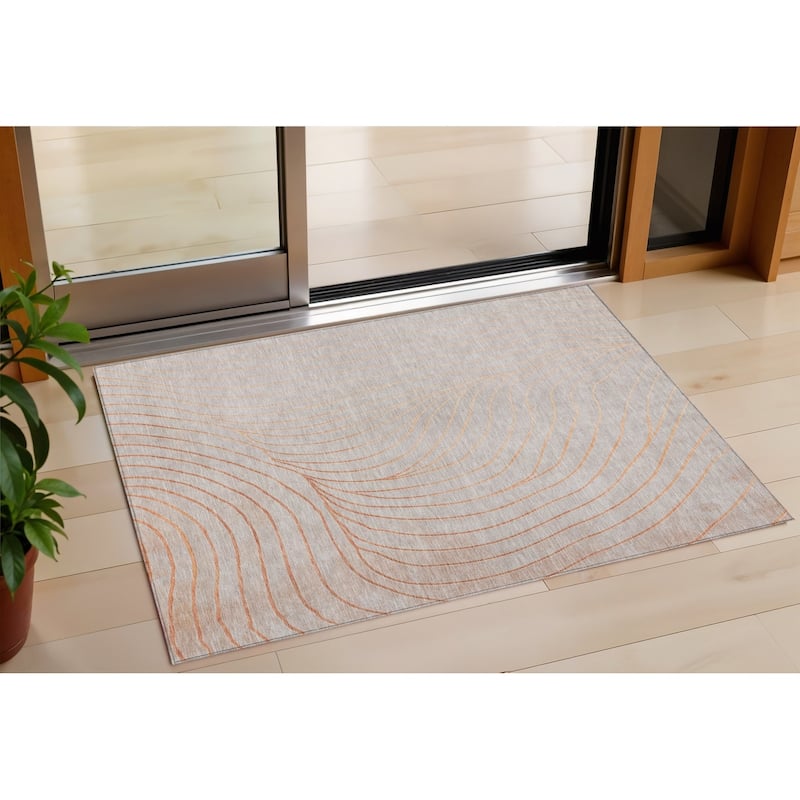 HomeRoots Abstract Transitional Rectangle Outdoor Rug - 3' x 5'