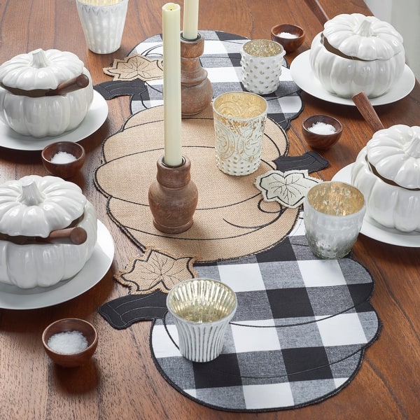 Burlap And Check Pumpkin Centerpiece Runner 13 X36 Overstock 28242572