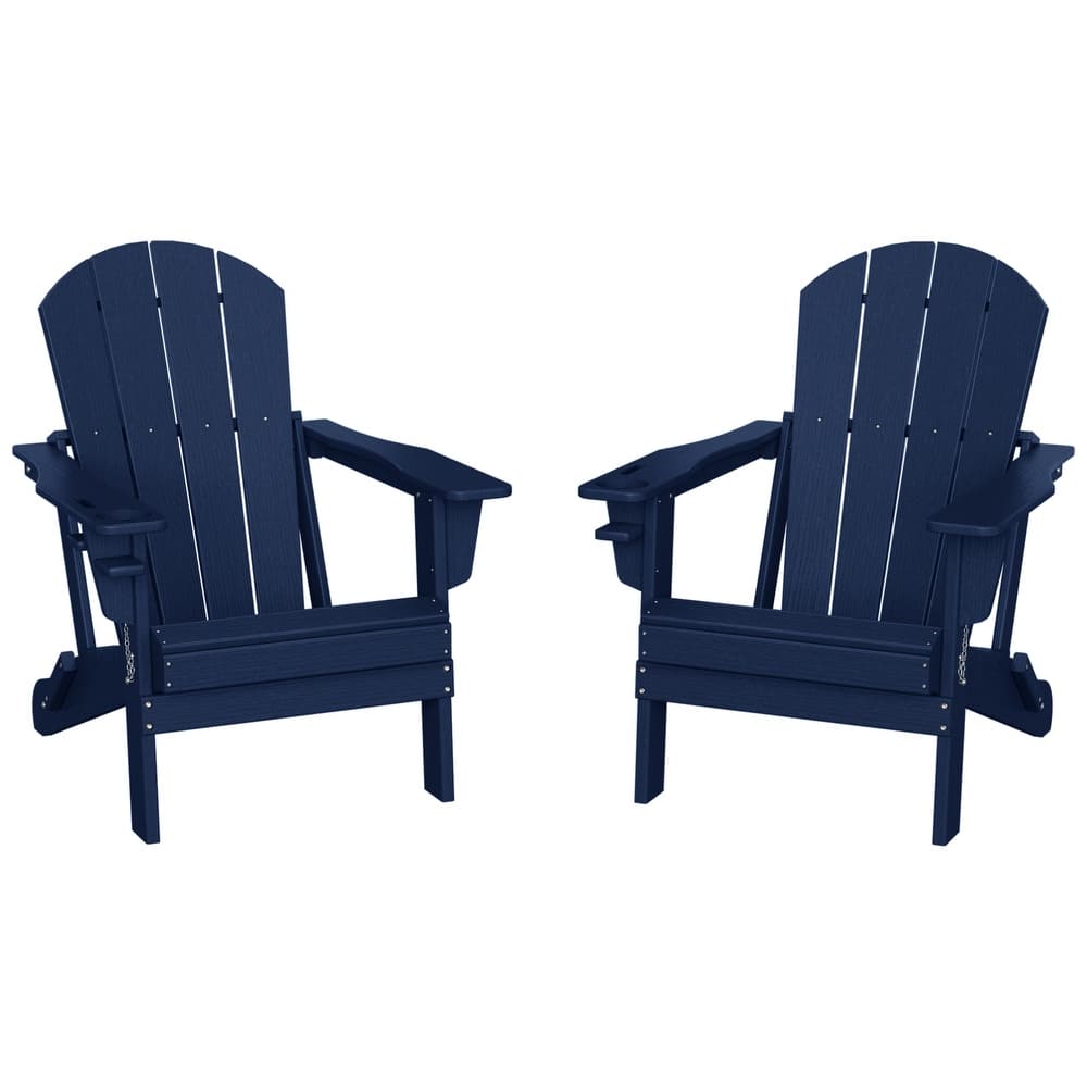 Alvaro Outdoor Adirondack Chair with Cup Holder (Set of 2)