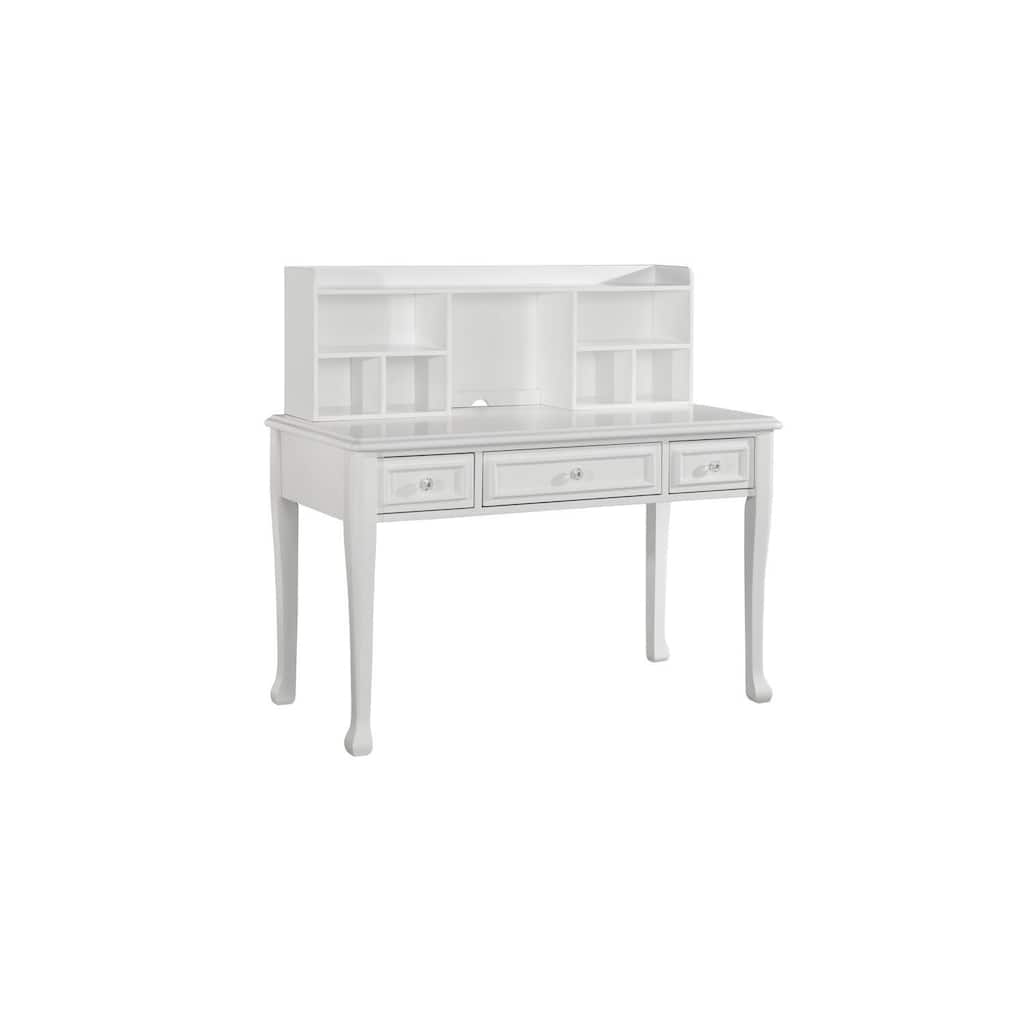 Beauty Desk with Hutch - 52" Wide Vanity Table with Storage, 3 Drawers, White Finish