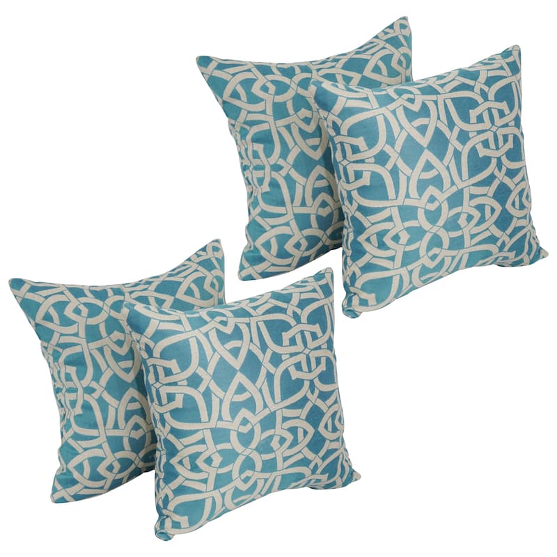 17-inch Square Premium Woven Outdoor Throw Pillows (Set of 1, 2, or 4) - Set of 4 - Dolan Turquoise