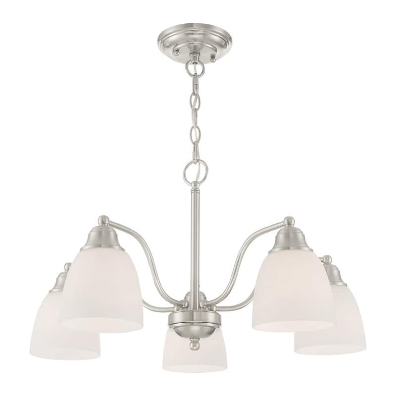 Livex Lighting 5-light Brushed Nickel Semi Flush/Chandelier, 53855-91 - 24" DIA X 11.75" H/24" DIA X 13.25" H