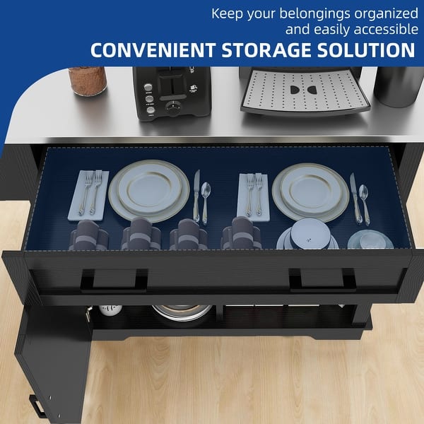 Moasis 42" Kitchen Island on Wheels with Stainless Steel Top & Drop Leaf