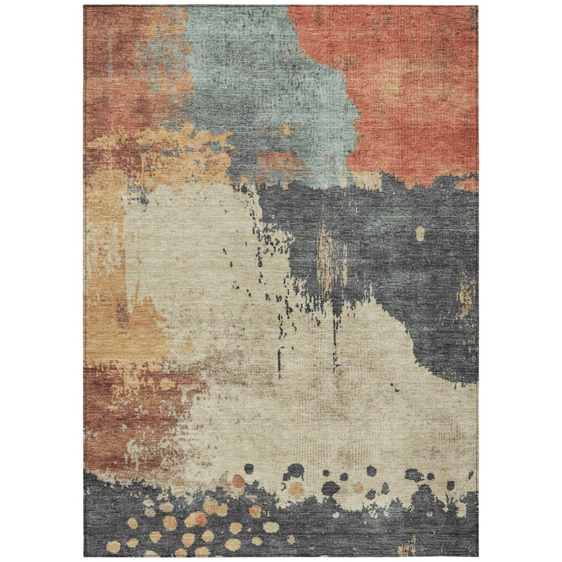 HomeRoots Abstract Transitional Rectangle Outdoor Rug