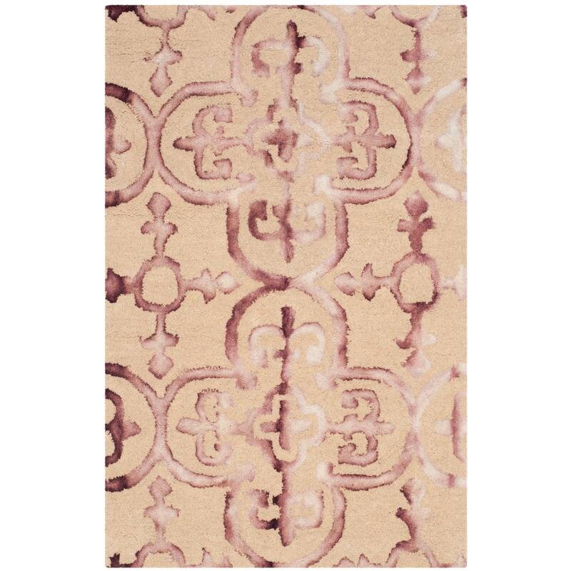 SAFAVIEH Handmade Dip Dye Reintraut Watercolor Vintage Boho Wool - 2' x 3' - Beige/Maroon - Runner/Rectangle