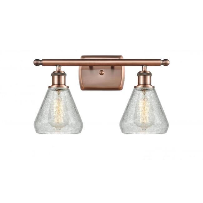 Innovations Lighting Conesus 2 Light 16" Wide Bathroom Vanity Light - Antique Copper / Clear Crackle