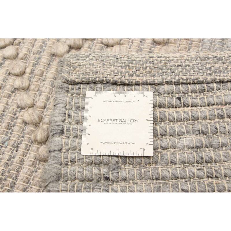 ECARPETGALLERY Braid weave Sienna Grey Wool Rug - 6'1 x 8'11