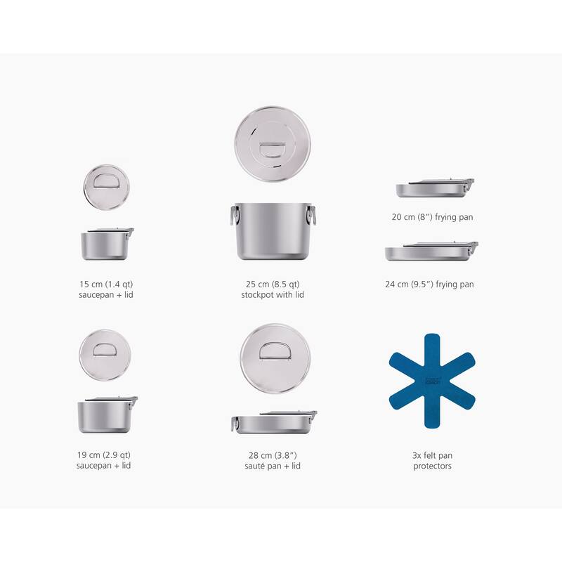 Joseph Joseph Space Steel 10-piece Stainless Steel Cookware Set with Folding Handles
