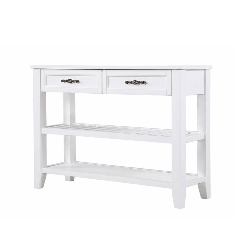42'' Console Sofa Table with Drawers and Tiers Shelves