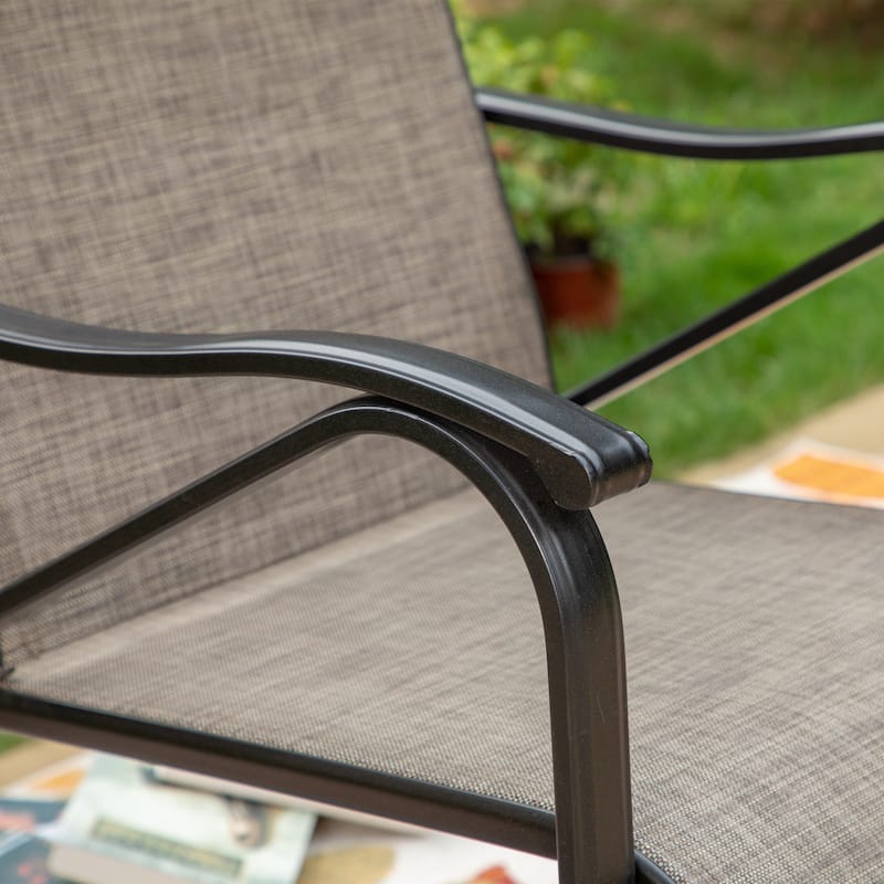 4-piece Outdoor C Spring Rocking Armchair Patio Sling Metal Dining Chairs