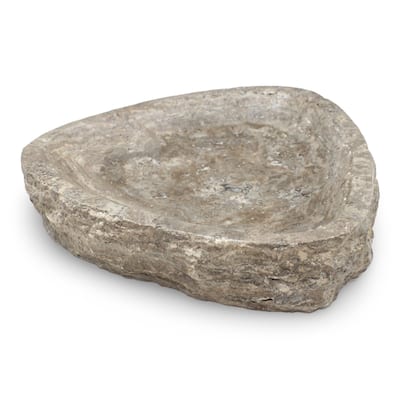 Grey Travertine Organic Shaped Rough Edged Bowl