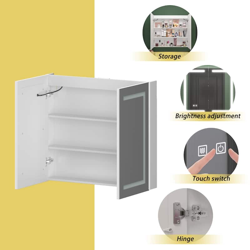 Lighted Medicine Cabinet with Mirror 35.4/47.2 Inch Bathroom Cabinet
